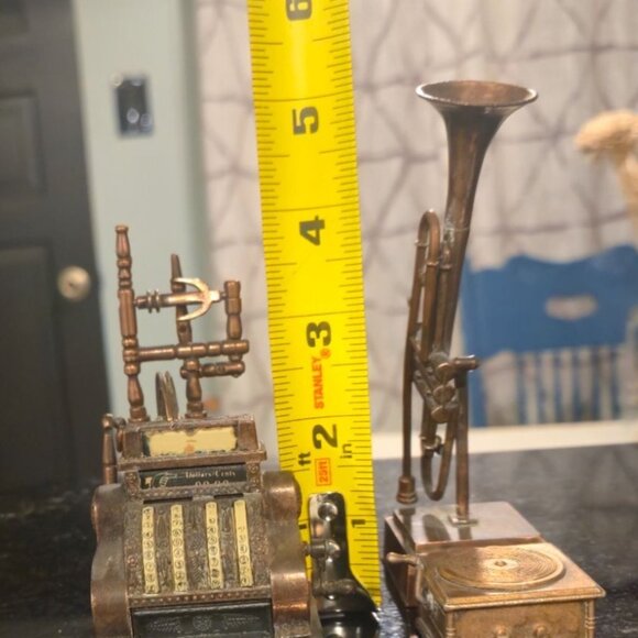 vintage Metal Pencil Sharpener Set Cash Register Trumpet Phonograph Wheel - Picture 13 of 13